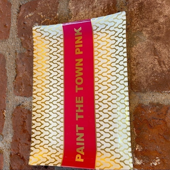 Paint the Town Pink and gold decorative dish trinket tray jewelry holder fancy - Picture 2 of 11